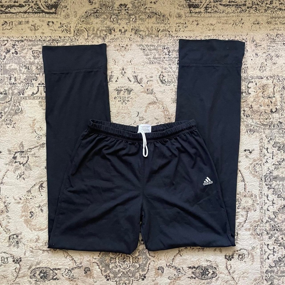 Y2k Adidas Straight Leg Sweatpants Black High Waisted Activewear Sporty